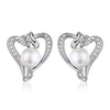Natural Pearl Earrings Jewelry 925 Sterling Silver White Pearl Heart Shaped Push-back Stud Earrings For Women