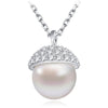 New Arrival 925 Sterling Sliver Elegant Pinecon Nature Pearl Pendant Shiny AAA Zircon Necklace for Women Party