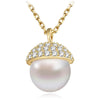New Arrival 925 Sterling Sliver Elegant Pinecon Nature Pearl Pendant Shiny AAA Zircon Necklace for Women Party