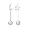 New Arrivals 925 Sterling Silver Drop Dangle Earrings Moon Star Pearl Earring For Women Jewelry   Brincos