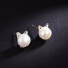 New Cat Stud Earrings Pearl Natural Pearl Earrings for Women 925 sterling silver jewelry Earring Party Wedding