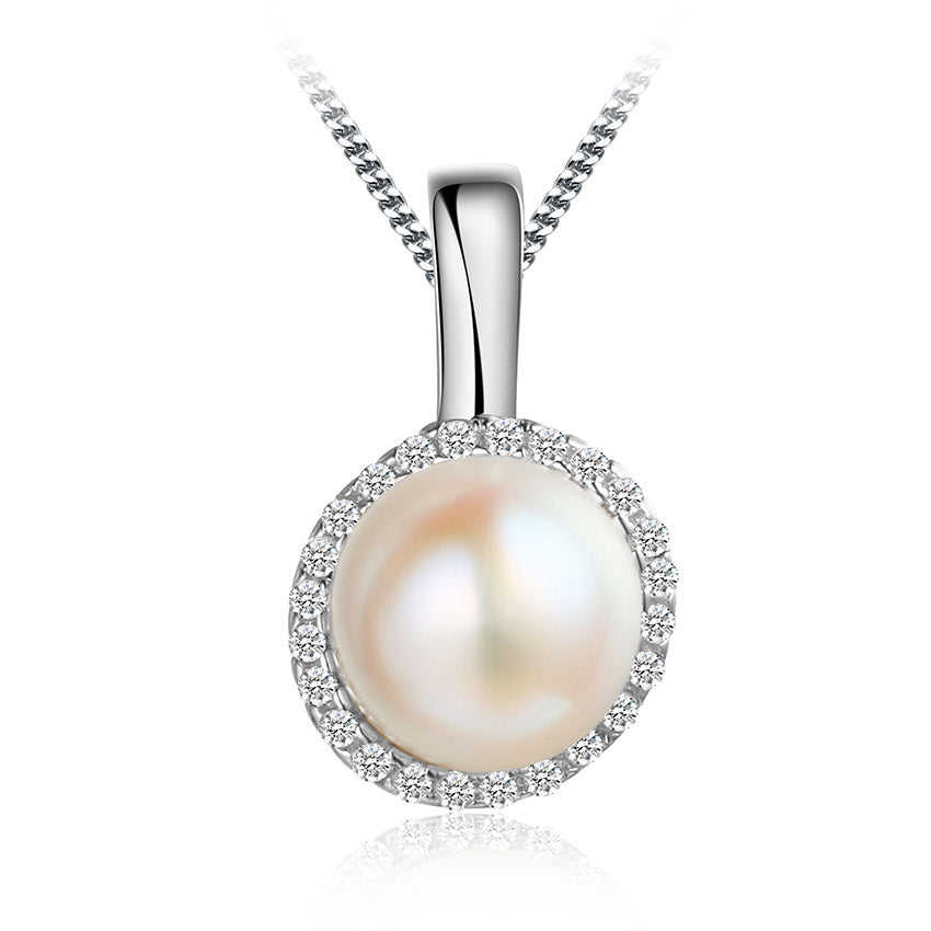Pearl Jewelry,100% Natural Pearl Pendant Necklace,Fashion Style 925 Sterling Silver Necklace Pendant,Gift Box