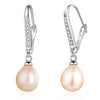 Real Pearl Earring Sterling Silver 925 Jewelry Pink White Purple Color Drop Earrings Wedding Girl Best Gift