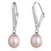 Real Pearl Earring Sterling Silver 925 Jewelry Pink White Purple Color Drop Earrings Wedding Girl Best Gift