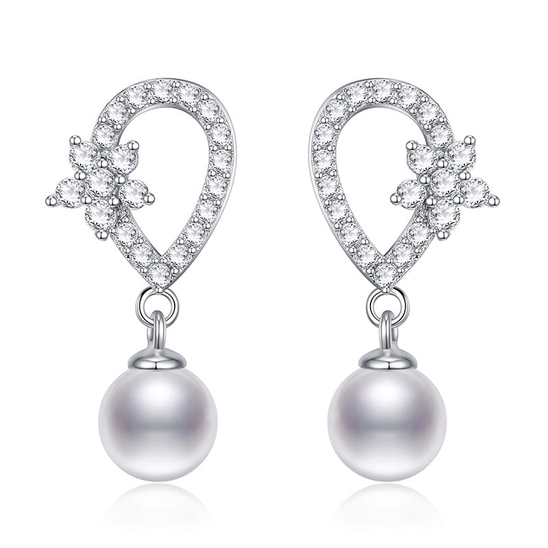 Real Pearl Drop Earrings For Women Fashion Silver Earrings Natural Pearl Dangle Earring Wedding Jewelry