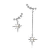 Real Pure 925 Sterling Silver Shiny Long Irregular Star Natural Pearl Drop Earring For Women Girls Best Gifts