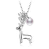 Trendy 100% 925 Sterling Silver Pearl Deer Love Pendant Necklaces With Chain Fine Silver Jewelry For Gift