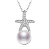 Women Fashion Ocean Style Starfish Sea Star Natural Pearl Necklaces 925 Sterling-Silver-Jewelry Beach Statement Pendants