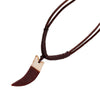 Horn Pendant Necklace Men Brown Genuine Leather Necklace Jewellery Ethnic Charm Accessories Drop Shipping