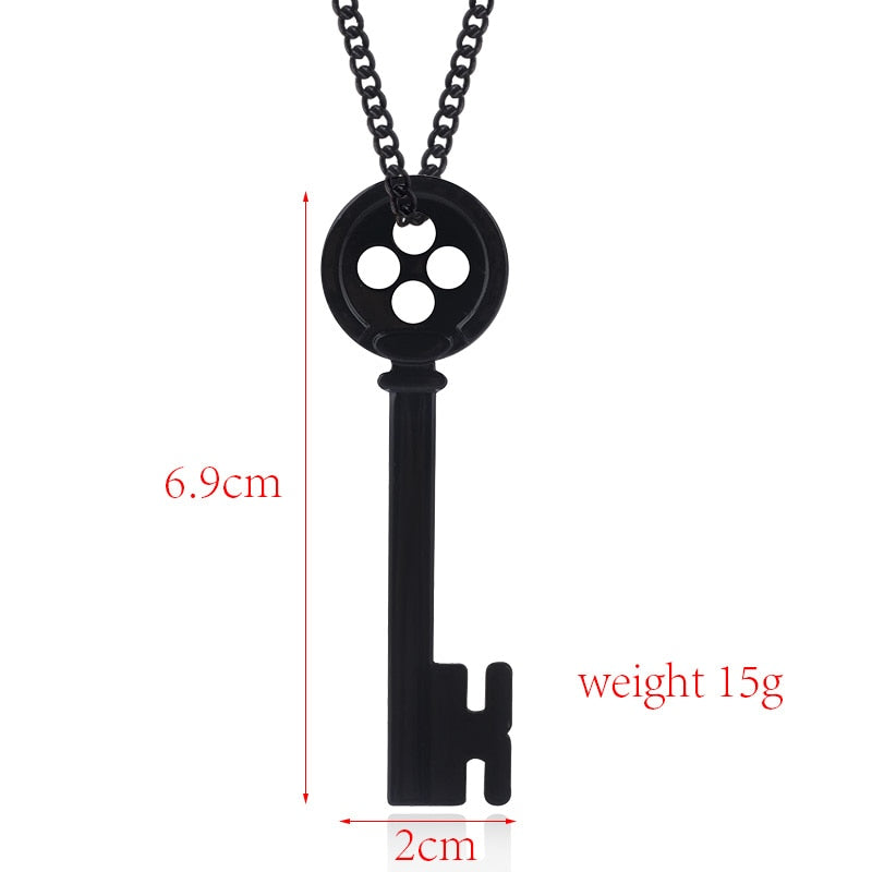Horror Movie Coraline Necklace Cartoon Black Button Key Skull Collar Necklace Dragonfly Hairpin For Women Jewelry Gift