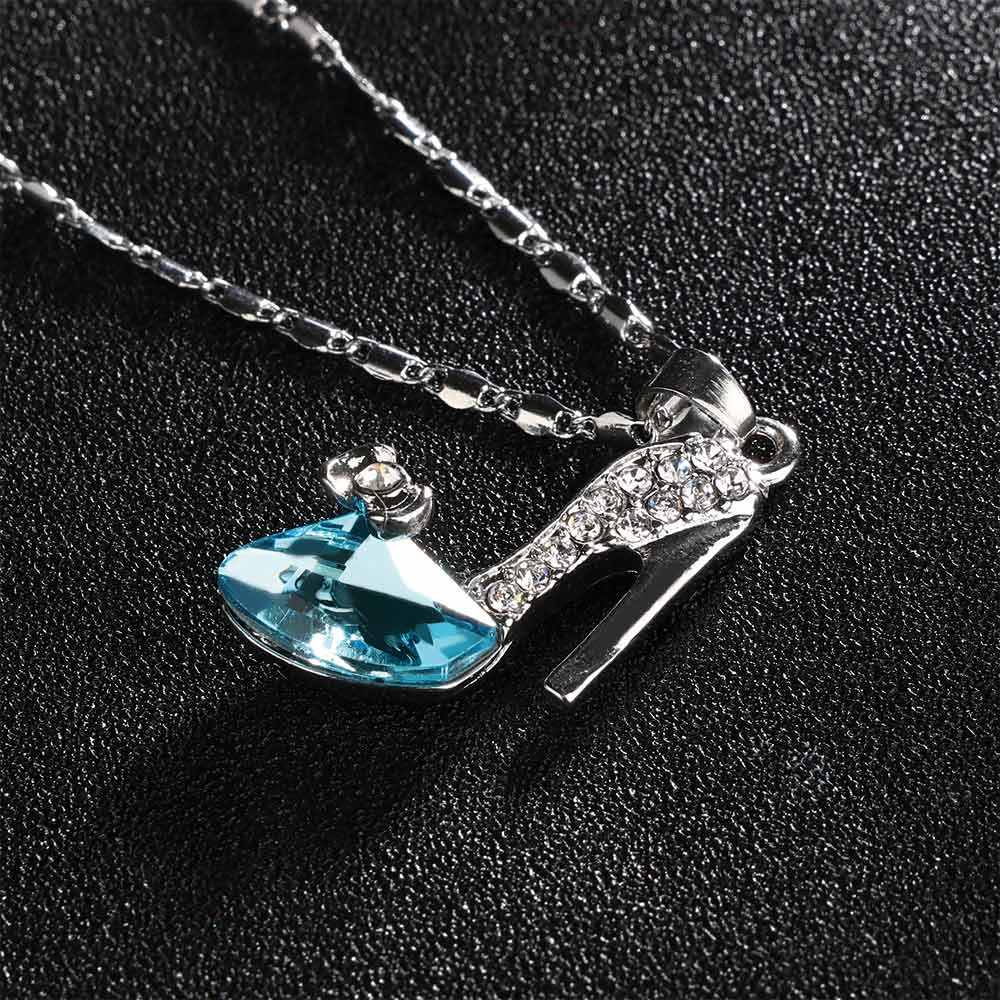 1PC Cinderella High heel Pendant Women Long Necklace Multicolor Dream Rhinestone Crystal Shoes Romantic Jewelry Accessories