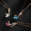 1PC Cinderella High heel Pendant Women Long Necklace Multicolor Dream Rhinestone Crystal Shoes Romantic Jewelry Accessories