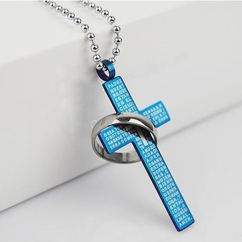 Hot 1Pc Fashion Stainless Steel Pendant Christian Bible Prayer Cross Pendant Men Necklace Charming Gifts Jewelry 2020