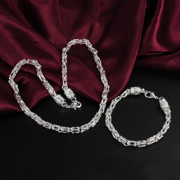 6MM geometry chain 925 Sterling Silver necklaces bracelets for man women Street all-match Jewelry set Party gifts