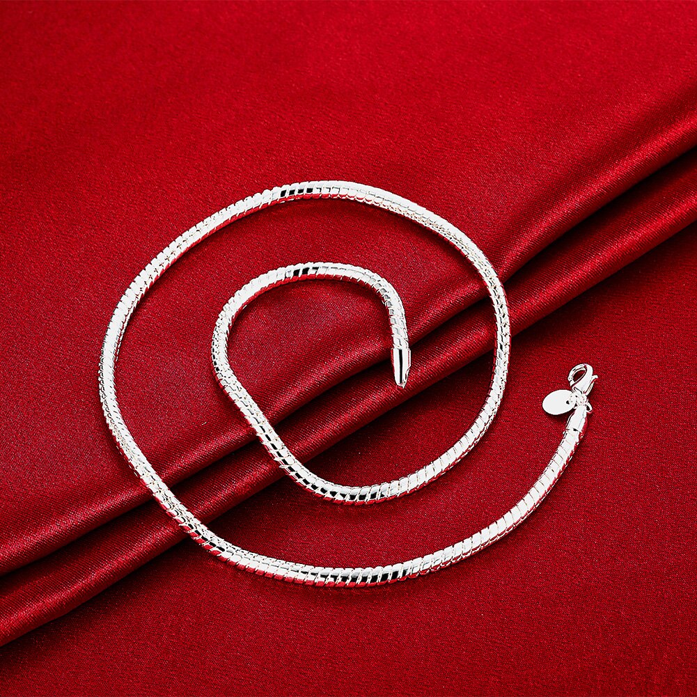 925 Stamped Silver 4MM Solid chain snake necklace For men women  gorgeous charm wedding accessories jewelry