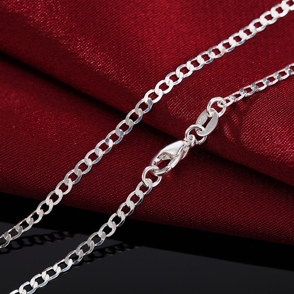 925 Stamped Silver Classic 2MM Flat Sideways chain Necklace for Women Men 16-30 Inch party wedding Jewelry gifts