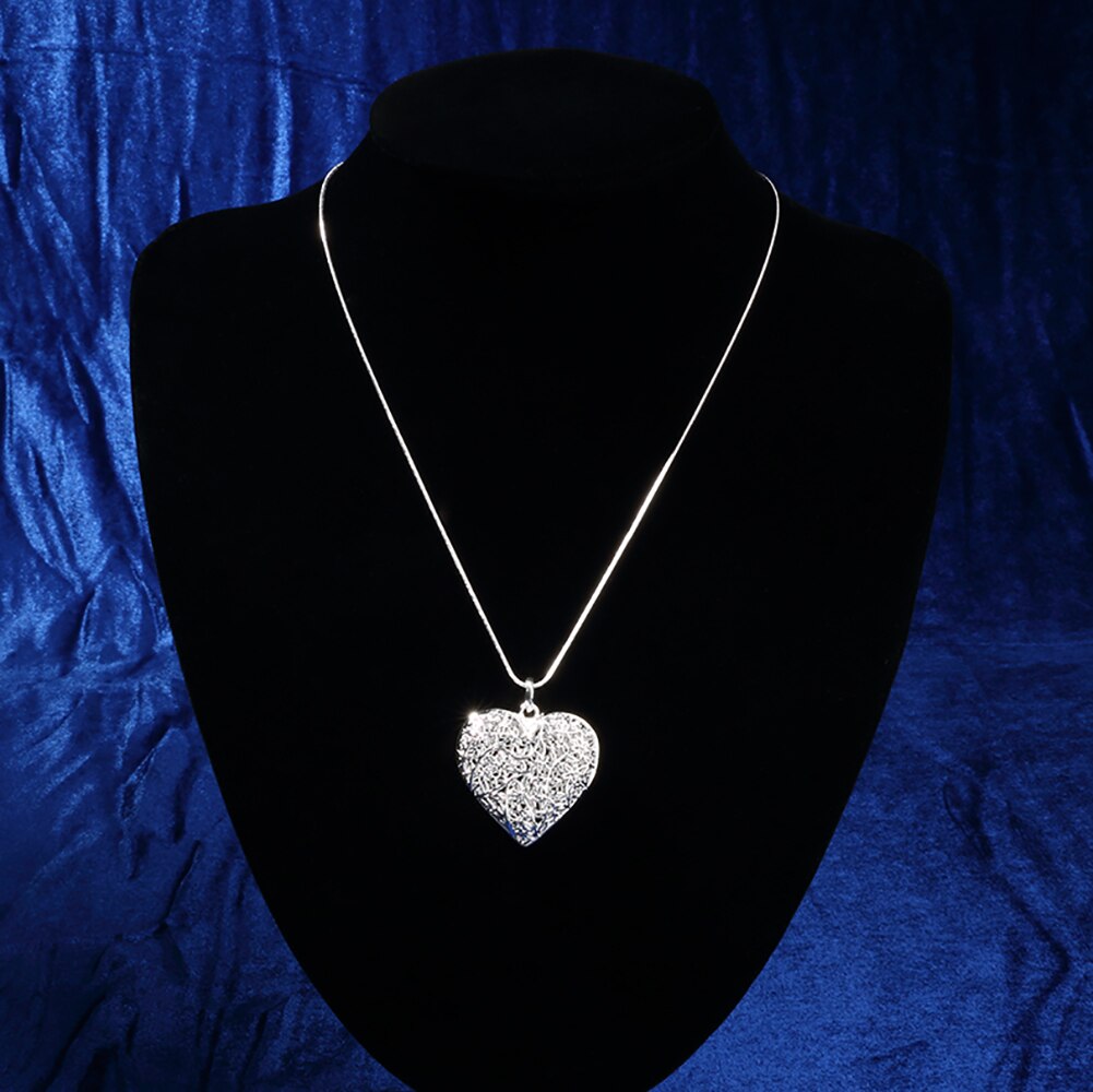 925 Stamped Silver Leaf pattern heart Pendant Necklace For Women party wedding accessories designer jewelry gift