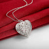925 Stamped Silver Leaf pattern heart Pendant Necklace For Women party wedding accessories designer jewelry gift