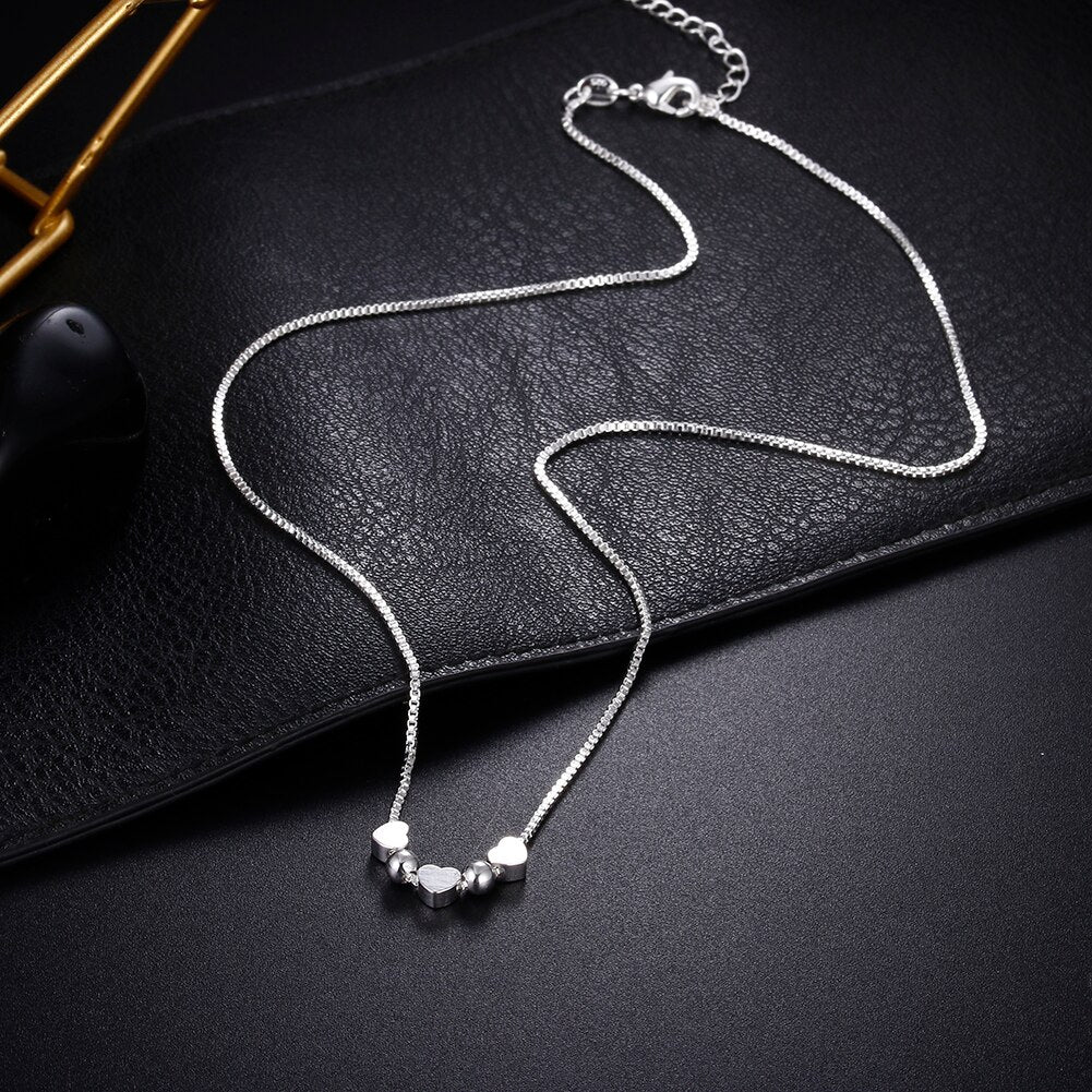925 Stamped Silver charms romantic heart Pendant Necklace for woman fine party wedding Jewelry Christmas Gifts