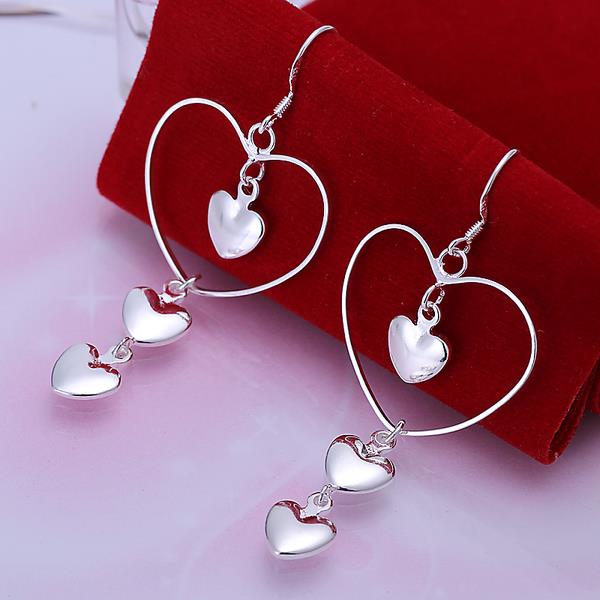 925 Stamped Silver romantic love heart long earrings for Women charms party wedding Jewelry Holiday gifts