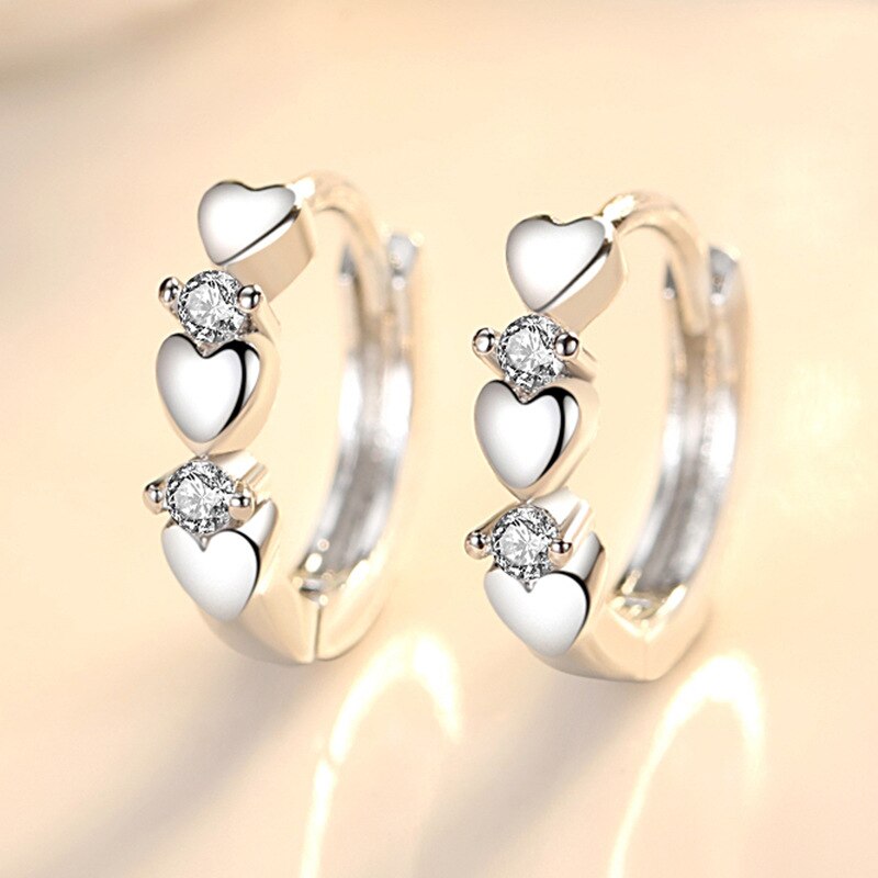 925 Stamped silver Pretty heart crystal earrings for women  designer jewelry party wedding holiday gifts