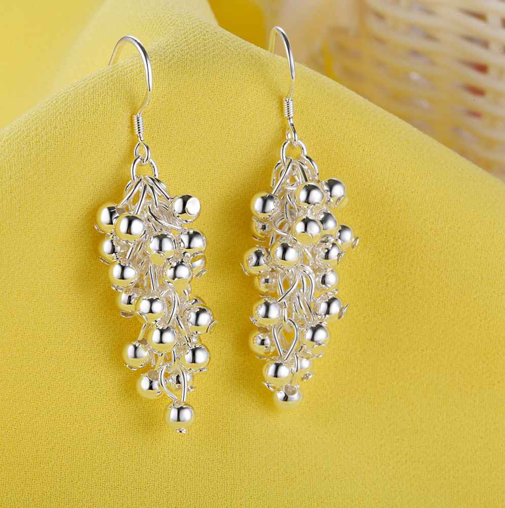 925 Sterling Silver Creative grape beads drop earrings for Woman party fine Gifts elegant noble Jewelry