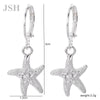 925 Sterling Silver Pretty starfish earrings for women fine Ear clip  party Jewelry Christmas Gifts