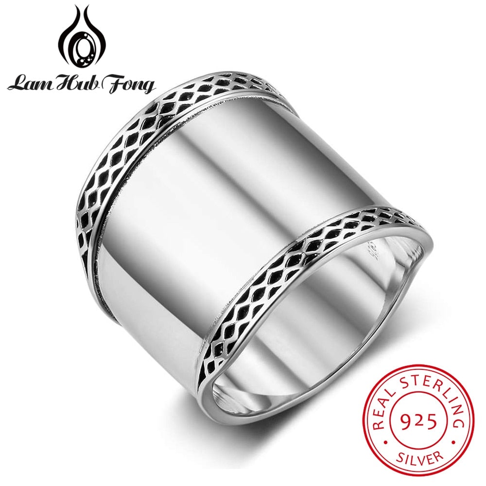 Hot 925 Sterling Silver Rings for Women 20mm Wide Wedding Bands with Wave Lace Rings High Quality Present
