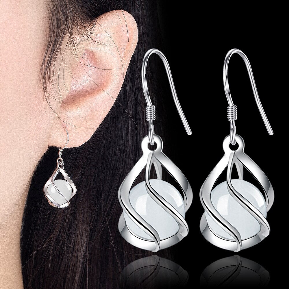 925 Sterling silver Beautiful drop earrings for women  party wedding engagement jewelry Christmas gifts