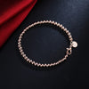 925 sterling Silver plated 18K rose gold color 4MM beads Chain Bracelets for Women Party wedding Gifts fine Jewelry