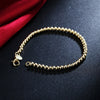 925 sterling Silver plated 18K rose gold color 4MM beads Chain Bracelets for Women Party wedding Gifts fine Jewelry