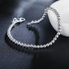 925 sterling Silver plated 18K rose gold color 4MM beads Chain Bracelets for Women Party wedding Gifts fine Jewelry