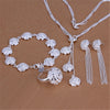 925 sterling Silver romantic Rose flower rings Bracelets necklaces earrings Jewelry set for women wedding Party gift