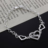 925 sterling Silver romantic crystal LOVE heart Bracelet for Women charm Wedding Party Gift  designer Jewelry