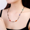Boho Colorful Crystal Zircon Charm Necklace For Woman Bohemia Rhinestone Gold Silvery Necklaces Female Jewelry Gifts