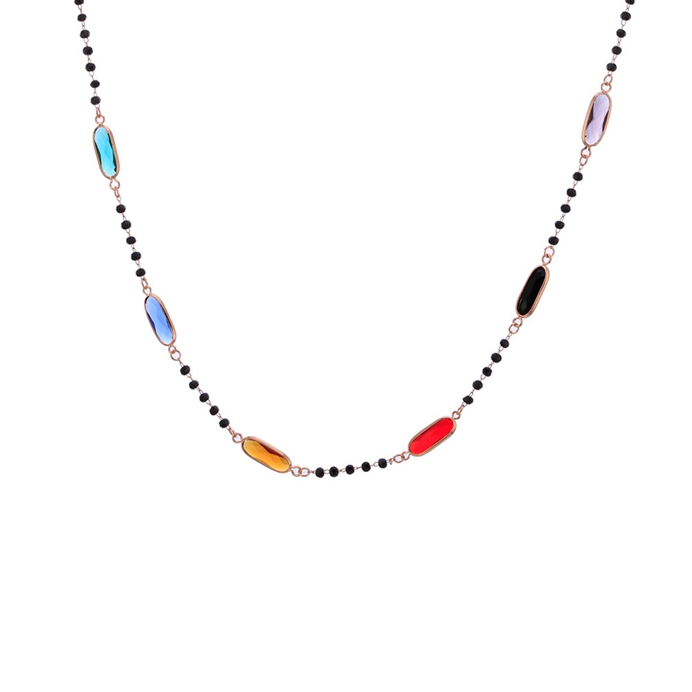 Boho Colorful Crystal Zircon Charm Necklace For Woman Bohemia Rhinestone Gold Silvery Necklaces Female Jewelry Gifts