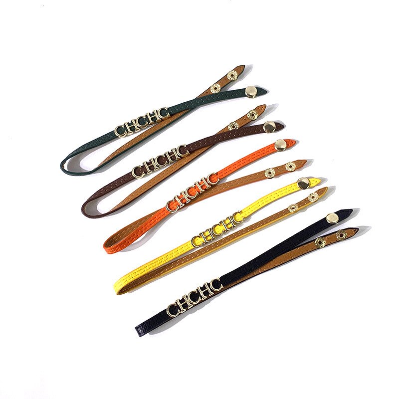 Brand Short Style Yellow Green Brown Orange Color PU Leather Stainless Steel Letter Chokers Necklace For Women