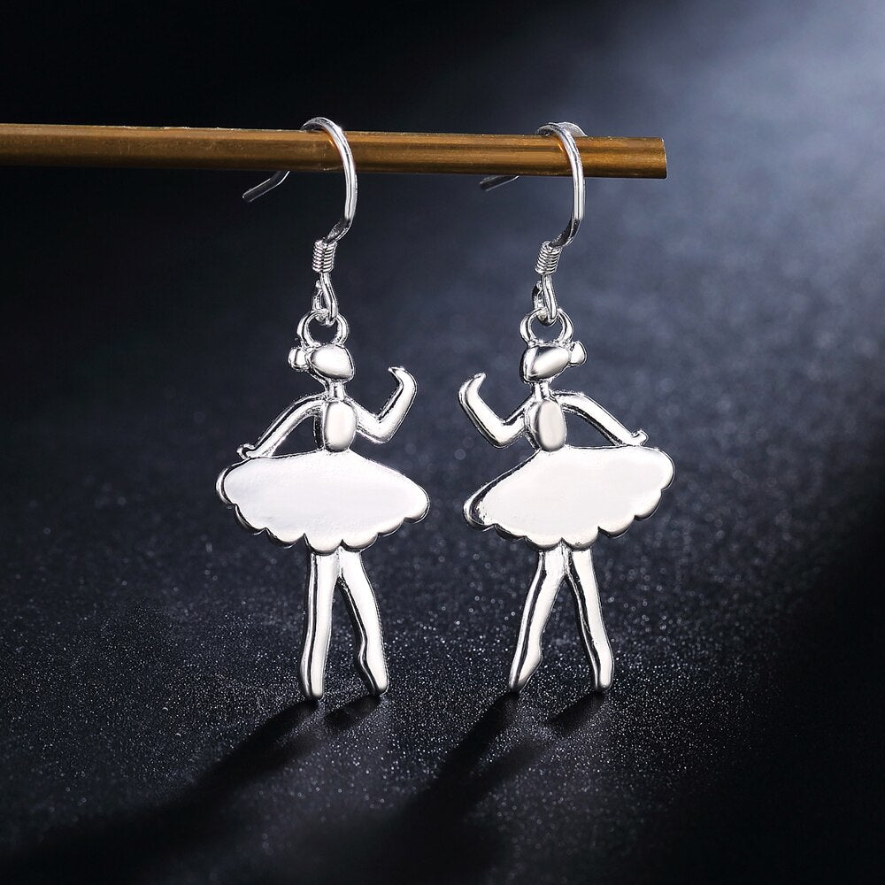 Charms 925 Sterling Silver dancing girl Earrings for Women noble wedding party Jewelry Christmas Gifts