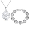 Charms designer 925 sterling Silver Pretty rose flower Bracelets necklaces Jewelry set for women Party wedding gifts