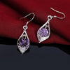 Classic 925 Sterling Silver Amethyst shell earrings for woman party wedding noble crystal Jewelry Christmas Gifts