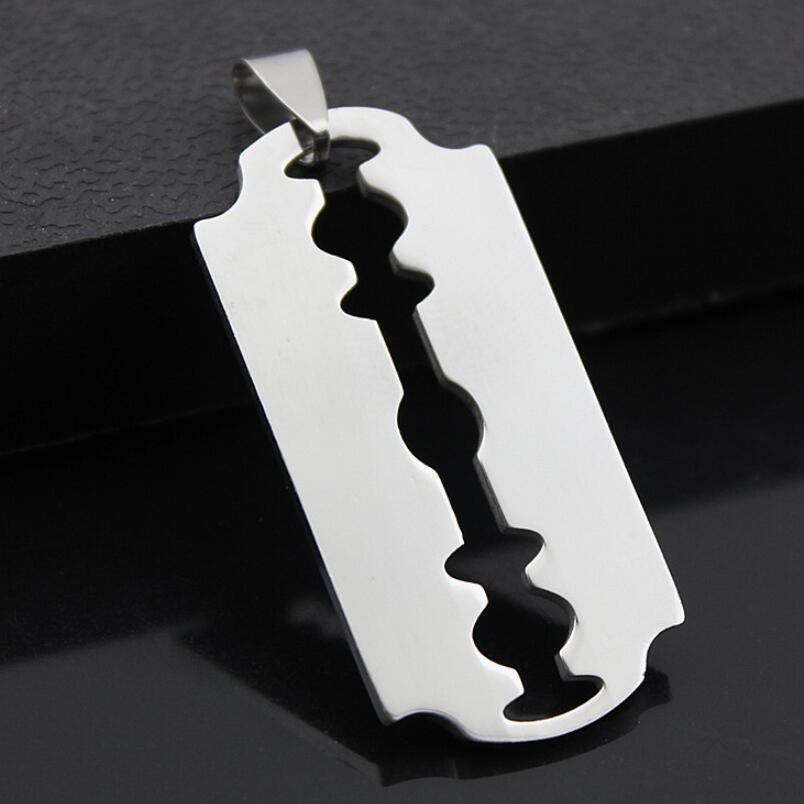 Cool Men's Stainless Steel Razor Pendant Silver Color Ball Blade Chain Necklace Men Jewelry Steel Male Shaver Shape Necklace