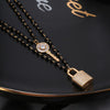 Crystal Key &amp; Lock Beaded Choker Necklace Double Layer  Brand Shining CZ Pendant Choker Women Collares Jewelry