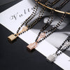 Crystal Key &amp; Lock Beaded Choker Necklace Double Layer  Brand Shining CZ Pendant Choker Women Collares Jewelry