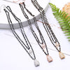 Crystal Key &amp; Lock Beaded Choker Necklace Double Layer  Brand Shining CZ Pendant Choker Women Collares Jewelry