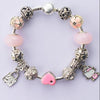 Hot Cute Cat Kitty Charms Fit Original Bracelet Bangle Pink Murano Glass Beads Bracelets for Women Lady Girls DIY Jewelry Gift