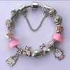 Hot Cute Cat Kitty Charms Fit Original Bracelet Bangle Pink Murano Glass Beads Bracelets for Women Lady Girls DIY Jewelry Gift