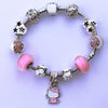 Hot Cute Cat Kitty Charms Fit Original Bracelet Bangle Pink Murano Glass Beads Bracelets for Women Lady Girls DIY Jewelry Gift