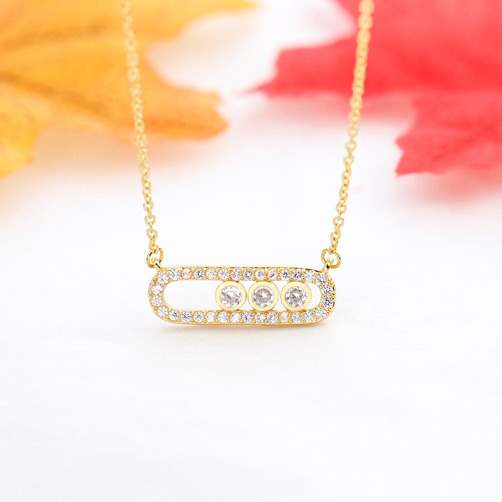 Delicate CZ Bar Statement Necklace Women Jewelry Stainless Steel Chains Crystal Half Cylinder Colar Gargantilha Bijoux