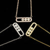 Delicate CZ Bar Statement Necklace Women Jewelry Stainless Steel Chains Crystal Half Cylinder Colar Gargantilha Bijoux