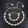 European Style Natural White SeaShell Bracelet Necklace Hand-woven Women Jewelry Creative Conch Shells Accessories
